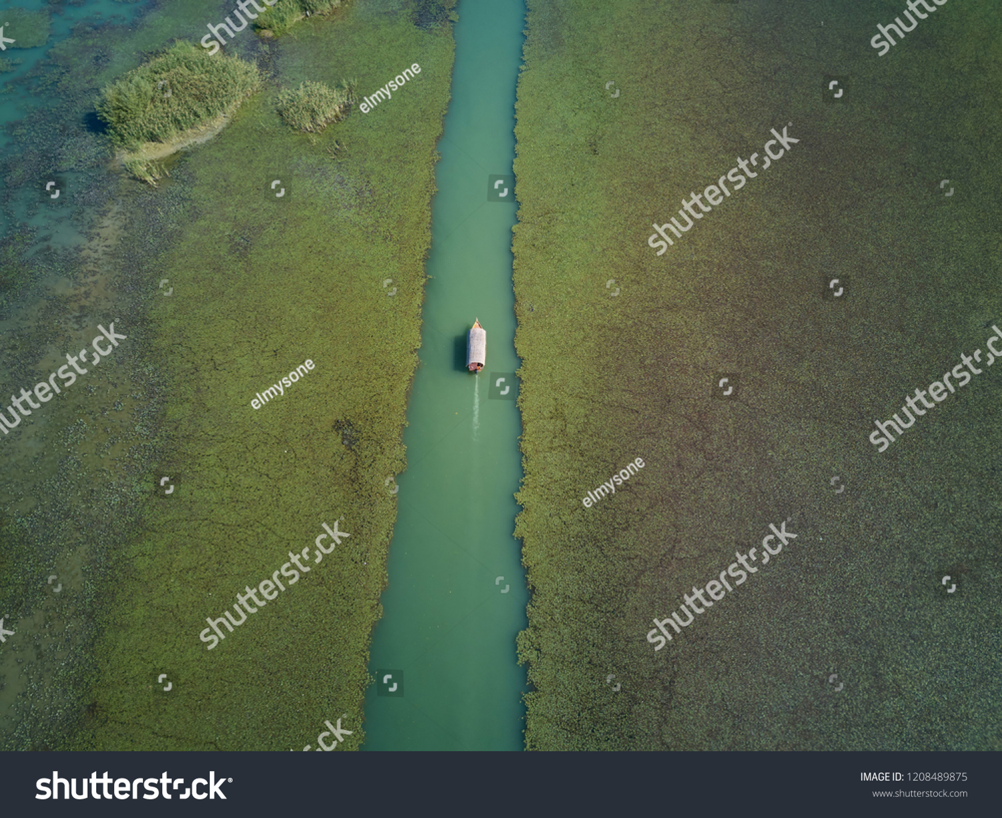 Stock Photo Boat From The Top On Skadar Lake 1208489875